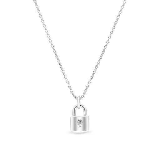 [NCL01WCZ00000B284] Sterling Silver 925 Necklace Rhodium Plated Embedded With White CZ