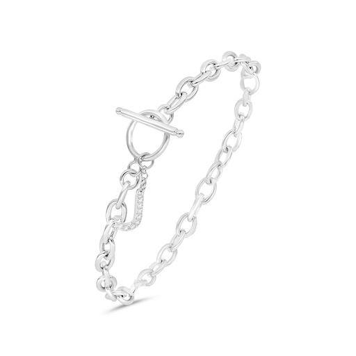 [BRC01WCZ0J000B101] Sterling Silver 925 Bracelet Rhodium Plated Embedded With White CZ -J