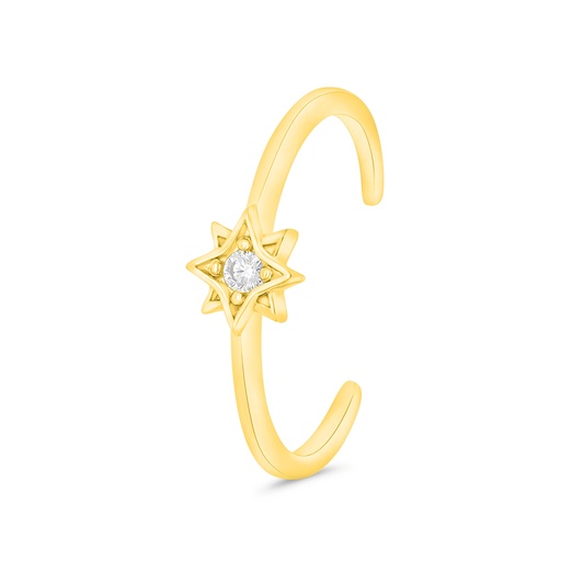 Sterling Silver 925 Ring Gold Plated Embedded With White CZ 