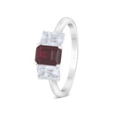 Sterling Silver 925 Ring Rhodium Plated Embedded With Ruby Corundum 