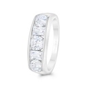 Sterling Silver 925 Ring Rhodium Plated Embedded With White CZ 