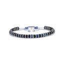 Stainless Steel Bracelet, Rhodium Plated And Emperor Stone For Men 316L