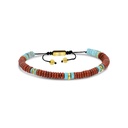 Stainless Steel Bracelet, Gold Plated And Turquoise And Red Stone For Men 316L