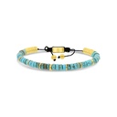 Stainless Steel Bracelet, Gold Plated And Turquoise For Men 316L