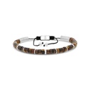 Stainless Steel Bracelet, Rhodium Plated And Yellow Tiger Eye For Men 316L