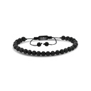 Stainless Steel Bracelet, Black Plated Embedded With Obsidian For Men 316L