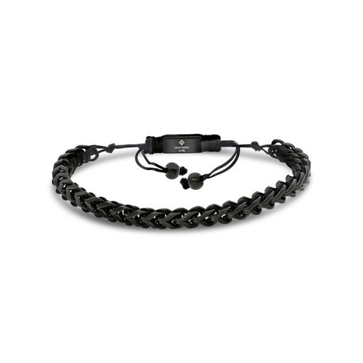 [BRC0900002000A153] Stainless Steel Bracelet, Black Plated And Black Thread For Men 316L