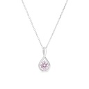 Sterling Silver 925 Necklace Rhodium Plated Embedded With Pink Zircon 