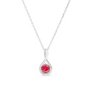 Sterling Silver 925 Necklace Rhodium Plated Embedded With Ruby Corundum 