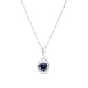Sterling Silver 925 Necklace Rhodium Plated Embedded With Sapphire Corundum 