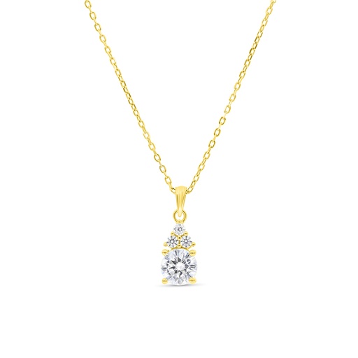 [NCL02WCZ00000B365] Sterling Silver 925 Necklace Gold Plated Embedded With White Zircon 
