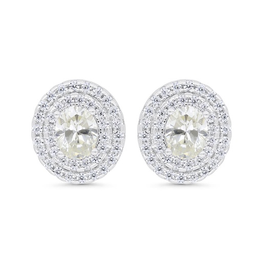 [EAR01CIT00WCZC313] Sterling Silver 925 Earring Rhodium Plated Embedded With Yellow Zircon And White Zircon