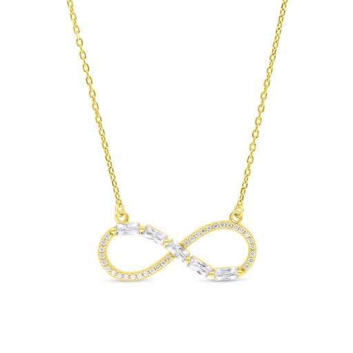 [NCL02WCZ00000B372] Sterling Silver 925 Necklace Gold Plated Embedded With White Zircon