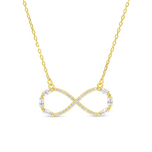 [NCL02WCZ00000B389] Sterling Silver 925 Necklace Gold Plated Embedded With White Zircon