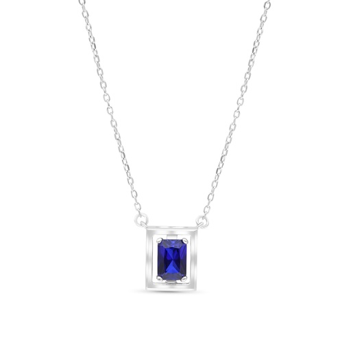 [NCL01SAP00000B357] Sterling Silver 925 Necklace Rhodium Plated Embedded With Sapphire Corundum 