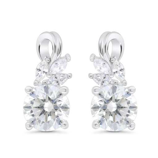[EAR01CIT00WCZC319] Sterling Silver 925 Earring Rhodium Plated Embedded With Yellow Zircon And White Zircon