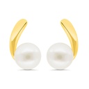 Sterling Silver 925 Earring Gold Plated Embedded With Natural White Pearl
