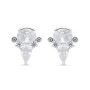 Sterling Silver 925 Earring Rhodium Plated Embedded With White Zircon 