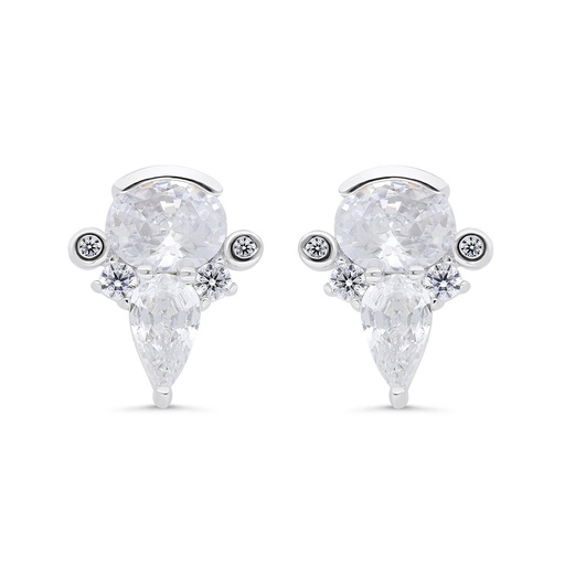 [EAR01WCZ00000C326] Sterling Silver 925 Earring Rhodium Plated Embedded With White Zircon 