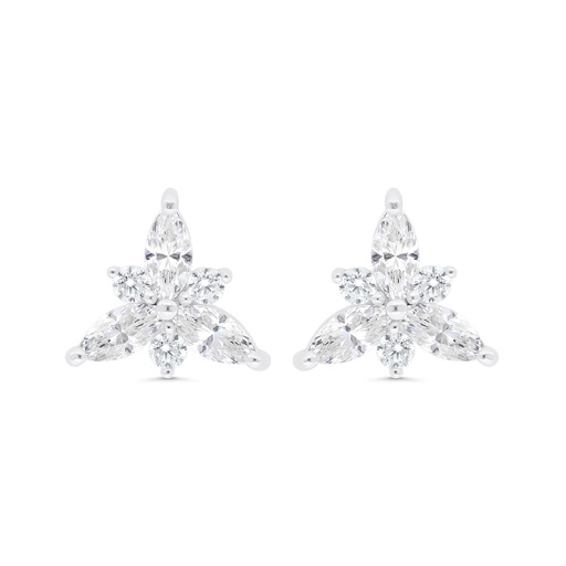 [EAR01CIT00WCZB879] Sterling Silver 925 Earring Rhodium Plated Embedded With Yellow Zircon And White Zircon