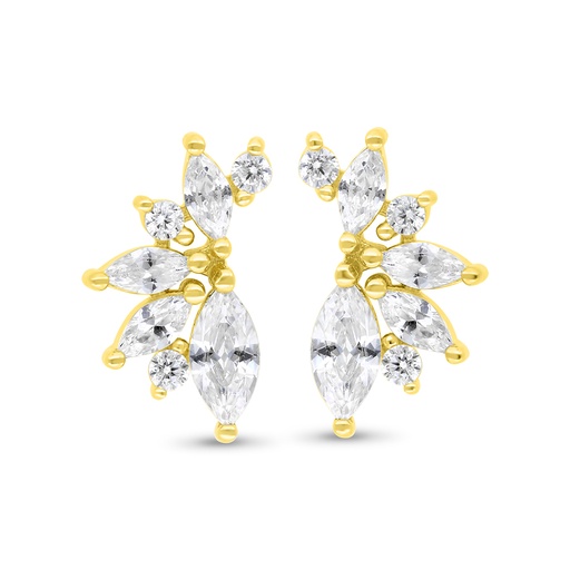 [EAR02WCZ00000C311] Sterling Silver 925 Earring Gold Plated Embedded With White Zircon