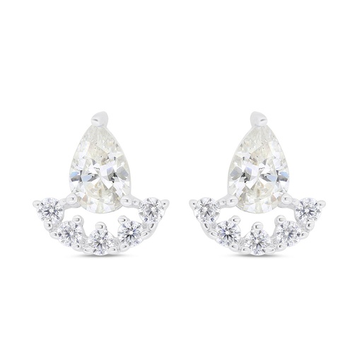 [EAR01CIT00WCZC310] Sterling Silver 925 Earring Rhodium Plated Embedded With Yellow Zircon And White Zircon