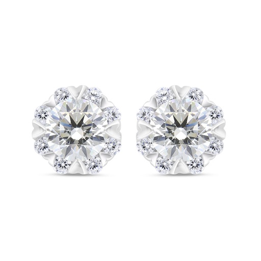 [EAR01CIT00WCZC321] Sterling Silver 925 Earring Rhodium Plated Embedded With Yellow Zircon And White Zircon