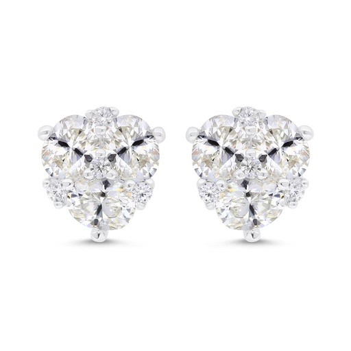 [EAR01CIT00WCZC314] Sterling Silver 925 Earring Rhodium Plated Embedded With Yellow Zircon And White Zircon