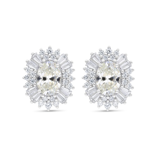 [EAR01CIT00WCZC316] Sterling Silver 925 Earring Rhodium Plated Embedded With Yellow Zircon And White Zircon