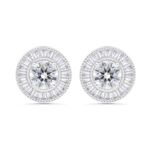 [EAR01CIT00WCZC325] Sterling Silver 925 Earring Rhodium Plated Embedded With Yellow Zircon And White Zircon