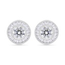 Sterling Silver 925 Earring Rhodium Plated Embedded With White Zircon 