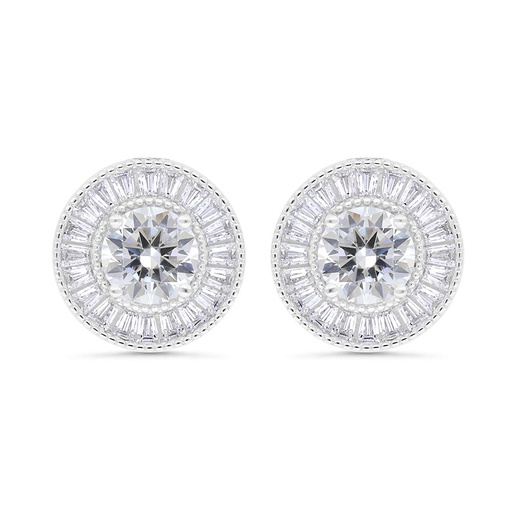 [EAR01WCZ00000C325] Sterling Silver 925 Earring Rhodium Plated Embedded With White Zircon 