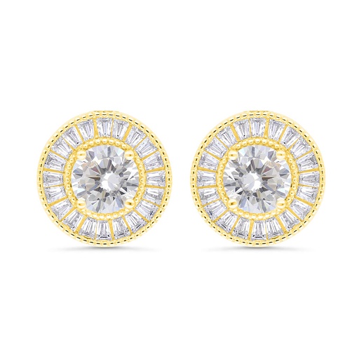 [EAR02WCZ00000C325] Sterling Silver 925 Earring Gold Plated Embedded With White Zircon 