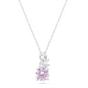 Sterling Silver 925 Necklace Rhodium Plated Embedded With Pink Zircon And White Zircon