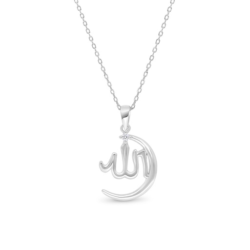[NCL01WCZ00000B368] Sterling Silver 925 Necklace Rhodium Plated Embedded With White Zircon