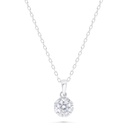 Sterling Silver 925 Necklace Rhodium Plated Embedded With White Zircon 
