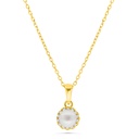 Sterling Silver 925 Necklace Gold Plated Embedded With Natural White Pearl And  White Zircon