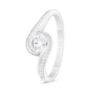 Sterling Silver 925 Ring Rhodium Plated Embedded With White Zircon 