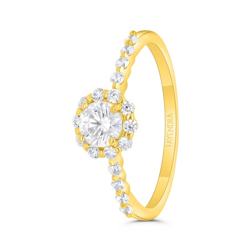 Sterling Silver 925 Ring Gold Plated Embedded With White Zircon 