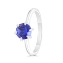 Sterling Silver 925 Ring Rhodium Plated Embedded With Sapphire Corundum 
