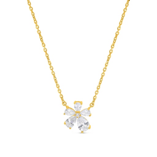 [NCL02WCZ00000B302] Sterling Silver 925 Necklace Gold Plated Embedded With White Zircon