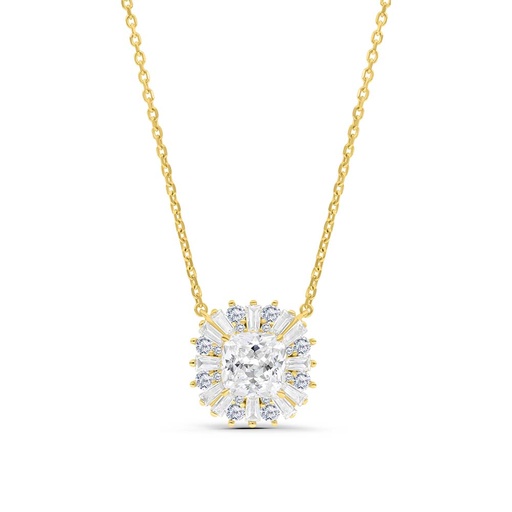 [NCL02CIT00WCZB307] Sterling Silver 925 Necklace Gold Plated Embedded With Yellow Zircon And White Zircon