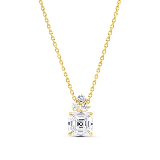 [NCL02CIT00WCZB308] Sterling Silver 925 Necklace Gold Plated Embedded With Yellow Zircon And White Zircon