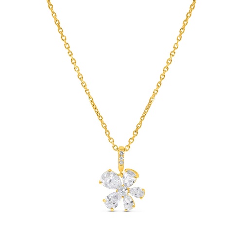 [NCL02WCZ00000B313] Sterling Silver 925 Necklace Gold Plated Embedded With White Zircon