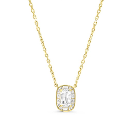 [NCL02CIT00WCZB318] Sterling Silver 925 Necklace Gold Plated Embedded With Yellow Zircon And White Zircon