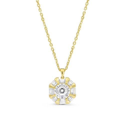 [NCL02CIT00WCZB320] Sterling Silver 925 Necklace Gold Plated Embedded With Yellow Zircon And White Zircon