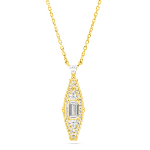 [NCL02CIT00WCZB322] Sterling Silver 925 Necklace Gold Plated Embedded With Yellow Zircon And White Zircon