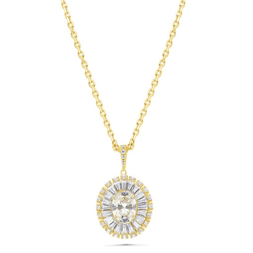 [NCL02CIT00WCZB328] Sterling Silver 925 Necklace Gold Plated Embedded With Yellow Zircon And White Zircon