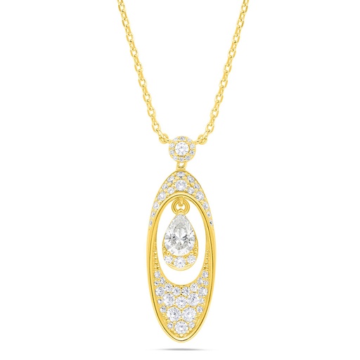 [NCL02CIT00WCZB329] Sterling Silver 925 Necklace Gold Plated Embedded With Yellow Zircon And White Zircon
