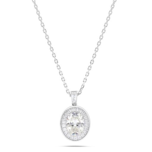 [NCL01CIT00WCZB341] Sterling Silver 925 Necklace Rhodium Plated Embedded With Yellow Zircon And White Zircon